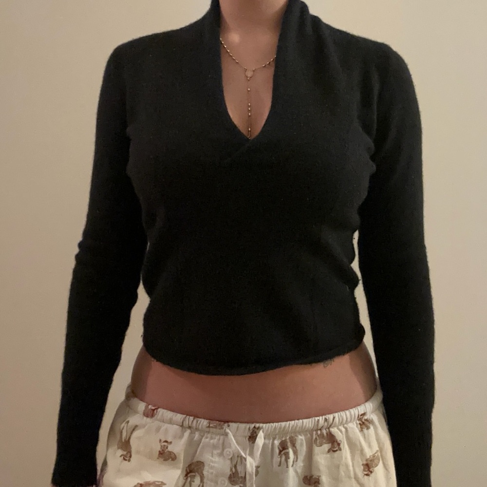Jil Sander Black V-Neck Women's Sweater - Picture 5 of 5
